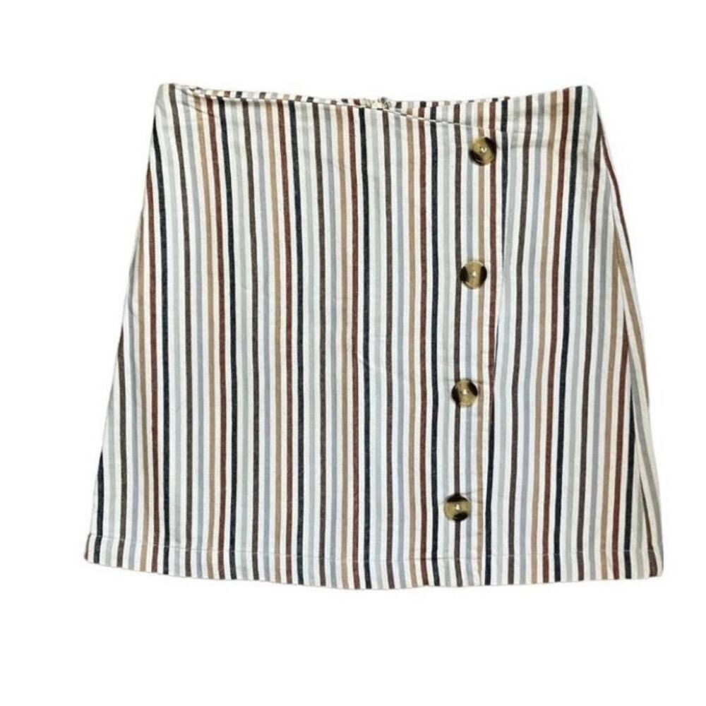 Altar'd State Cream Colored Vertical Striped Skirt Medium